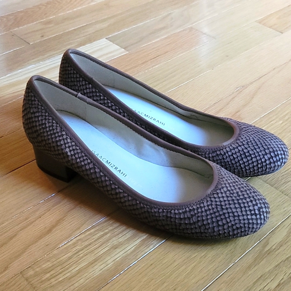 Issac Mizrahi snakeskin block heels
